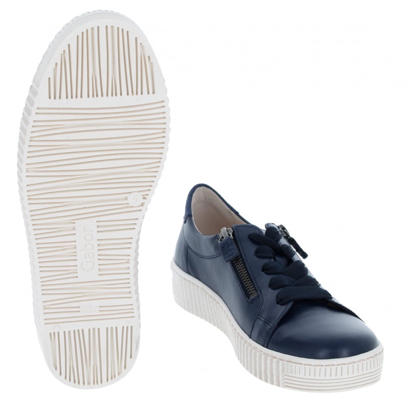 Ladies navy 2024 leather trainers